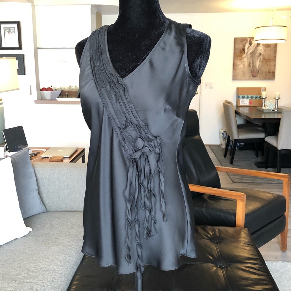 SPENSE black satin sleeveless top